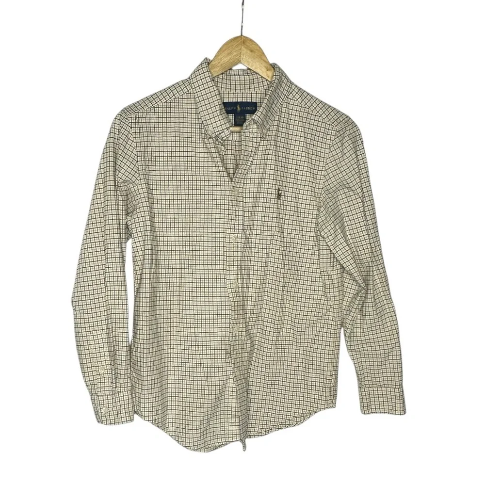 Boys Ralph Lauren Plaid Button Down Shirt L yellow/black